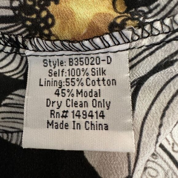 Johnny Was Biya Black Floral Silk Maxi Dress in Black and White Yellow Size L - Picture 12 of 13
